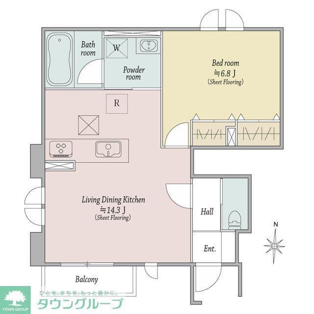 WINDSOR COURT(1LDK/1階)の間取り写真