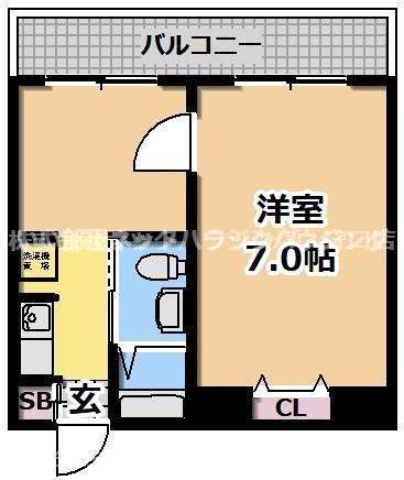 フロンティア21(1K/1階)の間取り写真