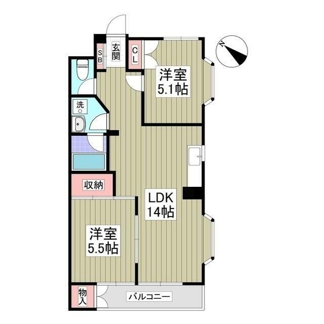 ミツイマンション(2LDK/3階)の間取り写真
