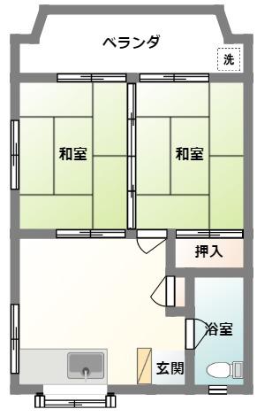 泉原ハイツ(2DK/2階)の間取り写真