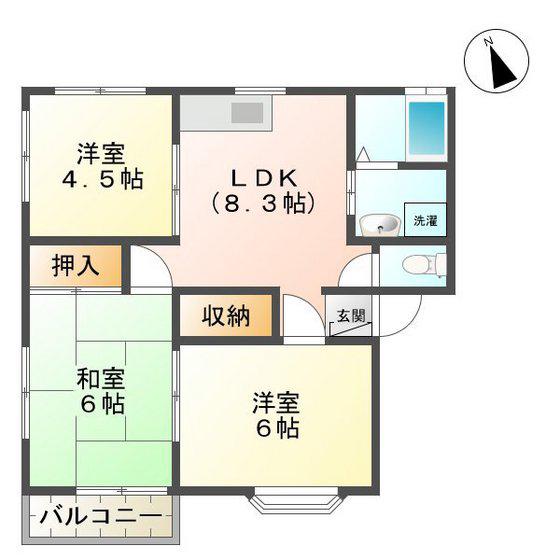 エバーグリーン久居 D棟(3LDK/2階)の間取り写真