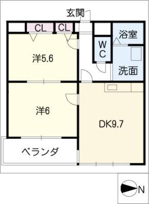 アムール御器所(2DK/3階)の間取り写真