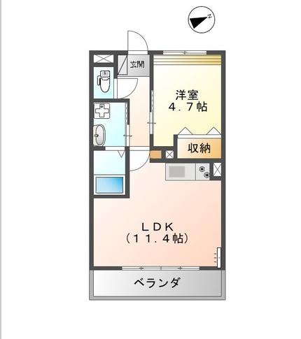LA VIE EN ROSE HILL(1LDK/2階)の間取り写真