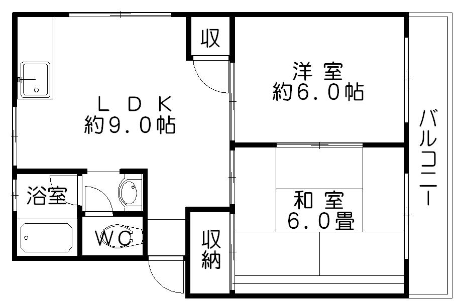 コーポラス三島(2LDK/2階)の間取り写真
