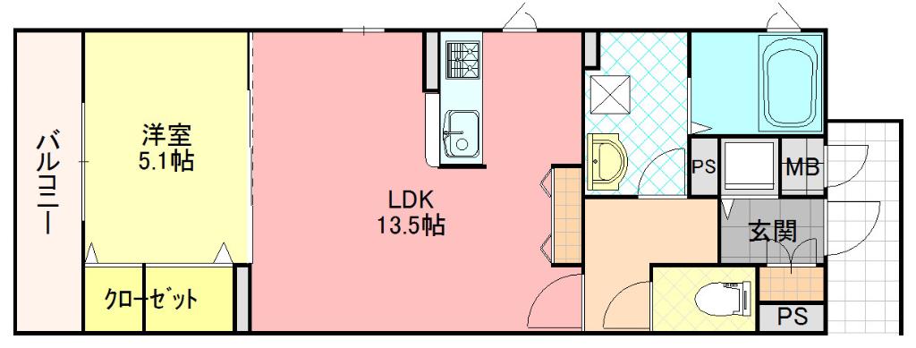 ラフィーネ(1LDK/2階)の間取り写真
