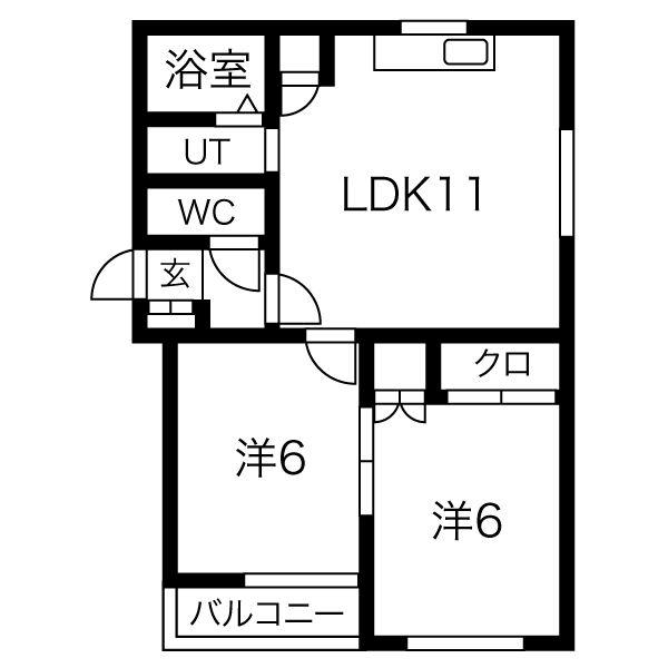 エステートライフ千歳春日(2LDK/3階)の間取り写真