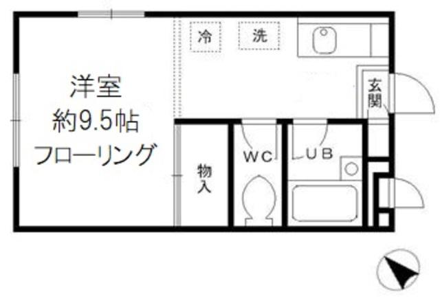 ウィンド フォート B棟(ワンルーム/1階)の間取り写真