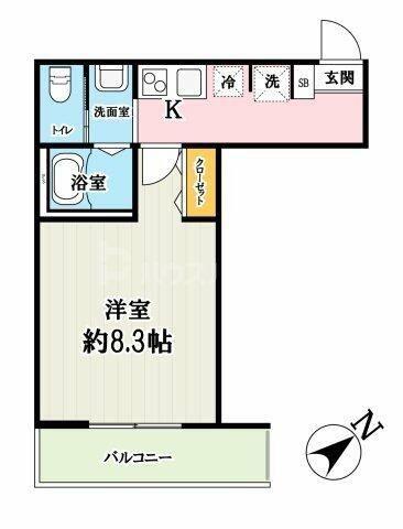 キャメル草加谷塚2丁目A棟(1K/1階)の間取り写真