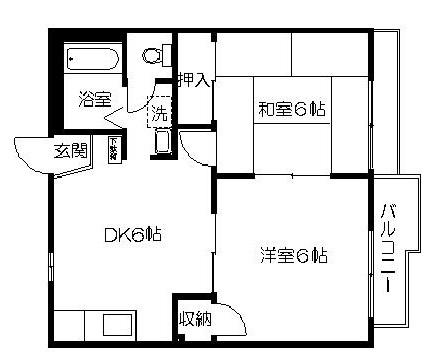ガーデンヒル大野(2DK/1階)の間取り写真