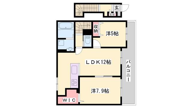 プレッソ 東加古川 III B(2LDK/2階)の間取り写真