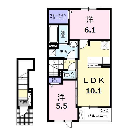 ラフィネ中須(2LDK/2階)の間取り写真