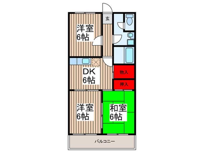 エクセル柏座(3DK/3階)の間取り写真