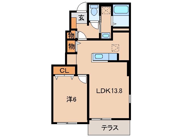 シャノアール西大井 I(1LDK/1階)の間取り写真