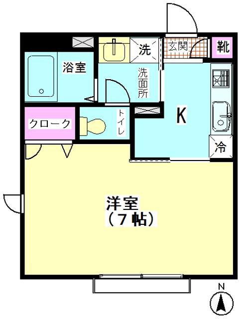 そよごフラッツA棟(1K/1階)の間取り写真