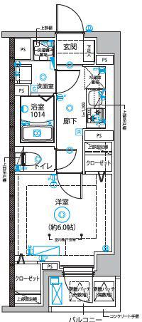 DIPS西新井(1K/5階)の間取り写真