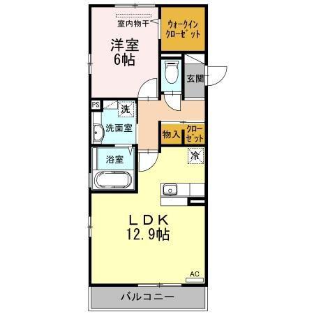 FELICE岩崎(1LDK/2階)の間取り写真