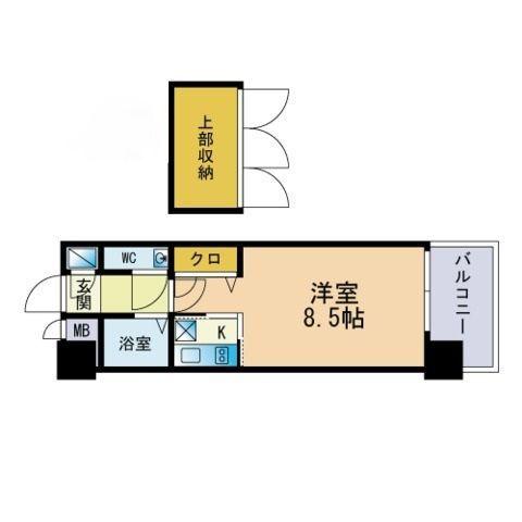 エステートモア天神STUDIO(1K/14階)の間取り写真