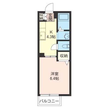 WOOD LAND 1(1K/2階)の間取り写真