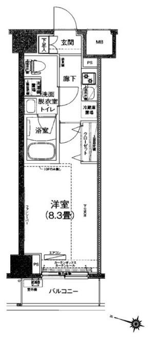 ルフレ赤羽サウス(1K/3階)の間取り写真