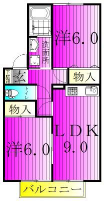 コーポハリークレアA(2LDK/2階)の間取り写真