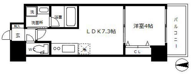 LC大手通(1DK/8階)の間取り写真