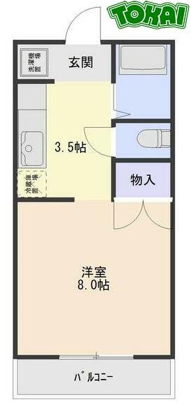 西村ハイツ(1K/1階)の間取り写真