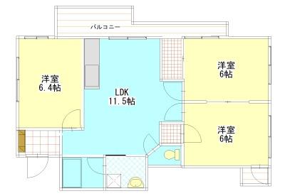 奥田ビル(3LDK/3階)の間取り写真