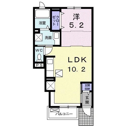 シェーン・ハイト(1LDK/1階)の間取り写真