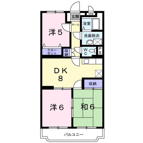 ファミールK向山II(3DK/1階)の間取り写真