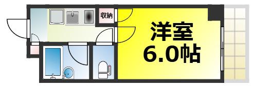 WINGS弁天(1K/3階)の間取り写真