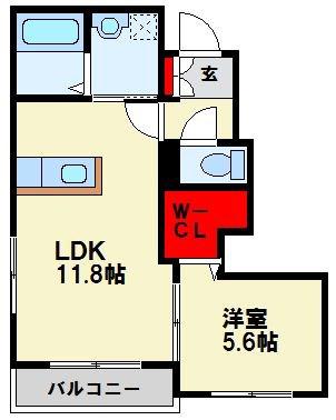 クレシア清田II(1LDK/1階)の間取り写真