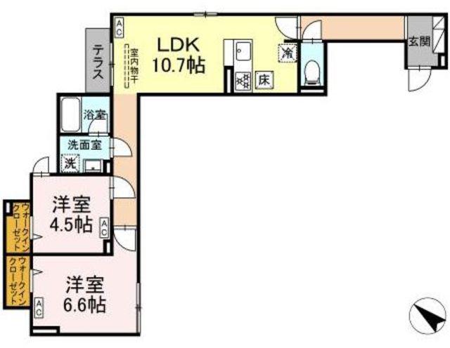 セレスティア江北II(2LDK/1階)の間取り写真