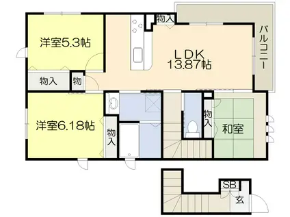 CARINA CASAI・II(3LDK/2階)の間取り写真