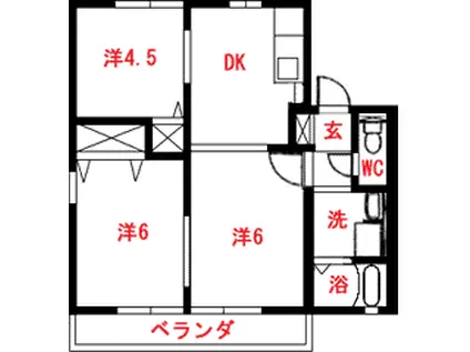 ビューラックス(3DK/2階)の間取り写真