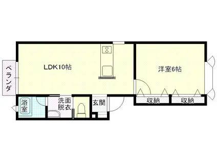 サンパティーク岡造道(1LDK/2階)の間取り写真