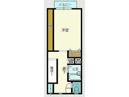 フローラコート(1K/2階)の間取り写真
