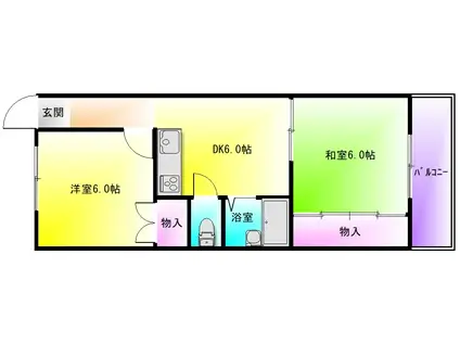 高安矢野ハイツA棟(2DK/3階)の間取り写真