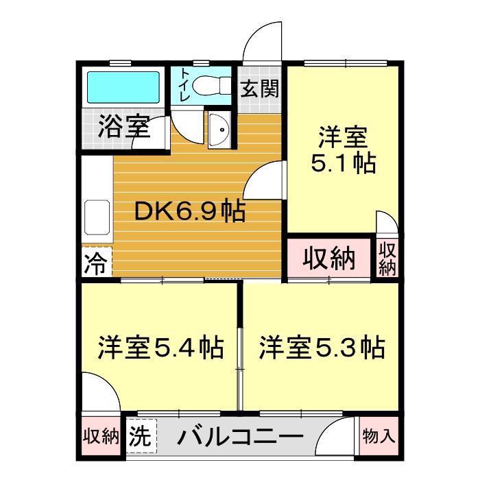 宮野住商テナント・宮野住商アパート(3DK/2階)の間取り写真