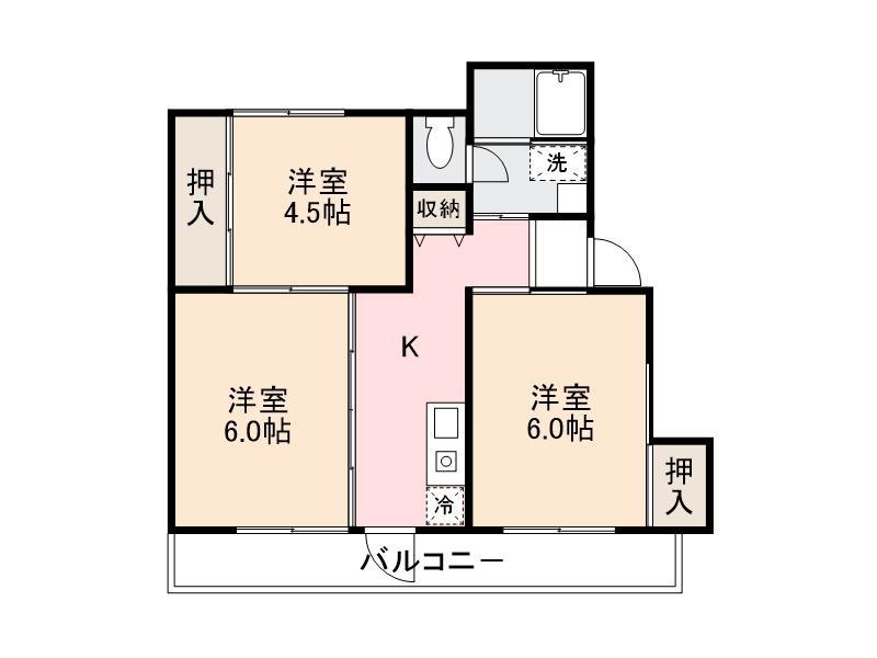 ヴィラナリー志度 1号棟(3K/3階)の間取り写真