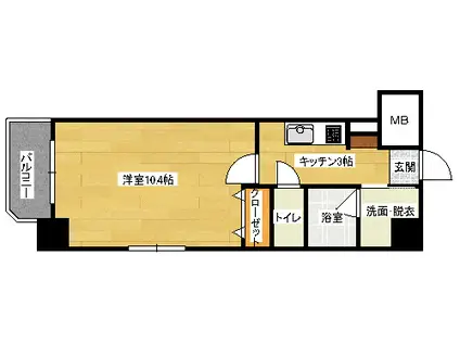 アクアシティ舟入中町(1K/2階)の間取り写真