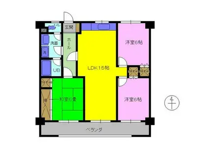 ロイヤルガーデン(3LDK/6階)の間取り写真