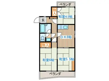 サンライフ松岡(3DK/3階)の間取り写真
