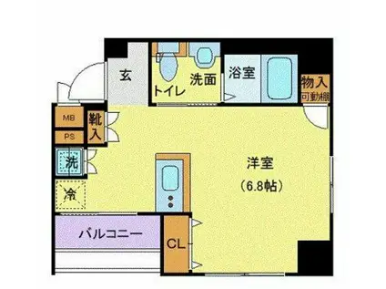 ガリシア日本橋水天宮Ⅱ(1K/4階)の間取り写真