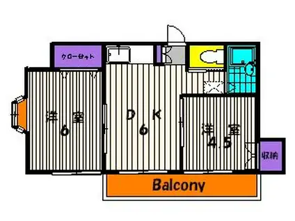ホワイトハイツ(2DK/1階)の間取り写真