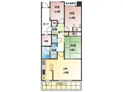 フォレストコート(3LDK/2階)の間取り写真