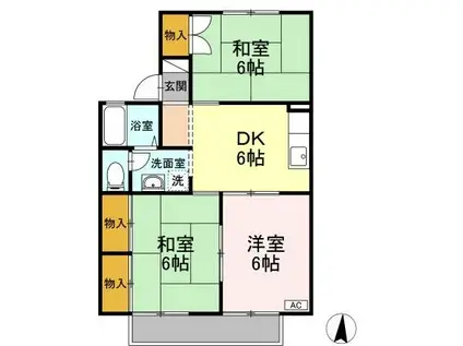 シンセラー羽田B棟(3DK/1階)の間取り写真