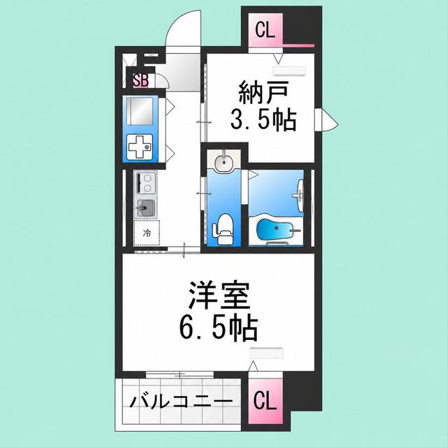 ディアコート宿屋町(2K/3階)の間取り写真