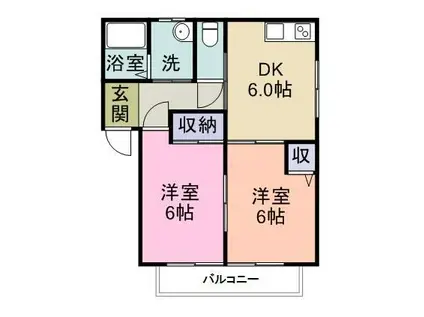 メゾンシーサイド(2DK/2階)の間取り写真