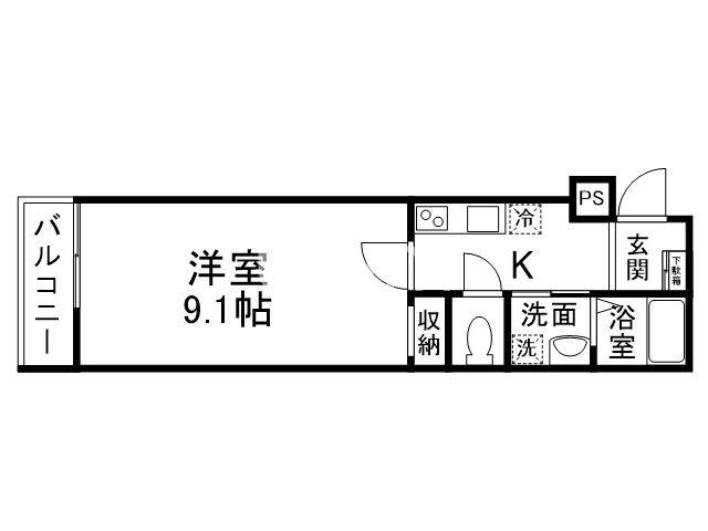 ビエノス京都伏見(1K/1階)の間取り写真