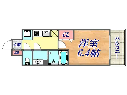 プレサンス神戸キュリオ(1K/9階)の間取り写真